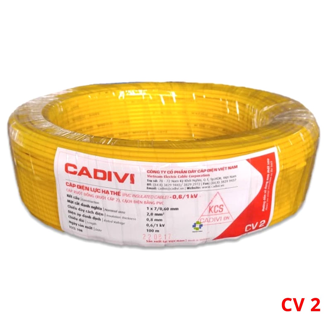 Dây Điện Đơn CADIVI 1x2.0 (100m/cuộn)