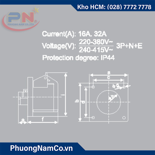 Ổ cắm MPE 5P 32A 6H IP44