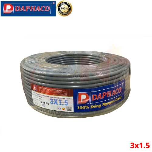 Dây điện DAPHACO 3x1.5 xám tròn