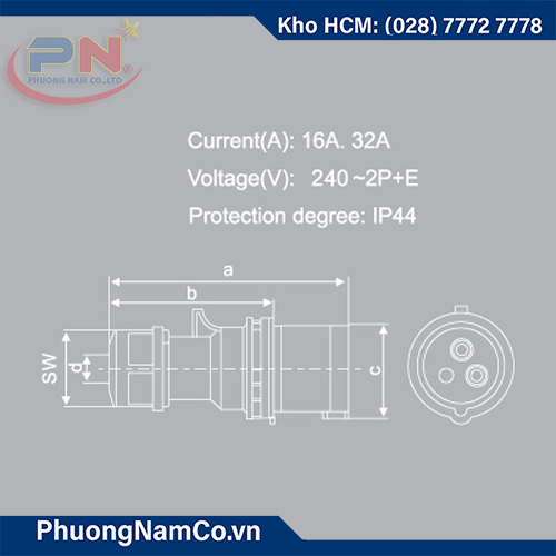 Phích cắm công nghiệp MPE 16A/6h/3P-IP44