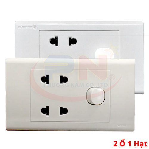 Ổ cắm âm tường SINO 2 ổ + 1 hạt