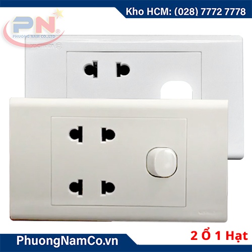 Ổ cắm âm tường SINO 2 ổ + 1 hạt