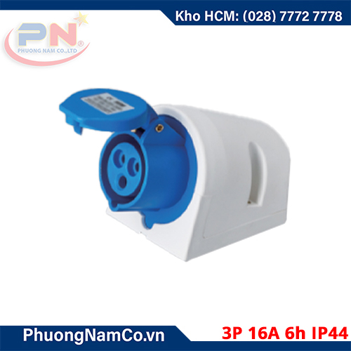 Ổ Cắm Công Nghiệp Bắt Tường 16A/6h-3P-IP44