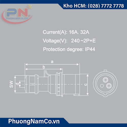 Phích Cắm Công Nghiệp 32A/6H-3P