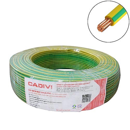 Dây Điện CADIVI Mềm CV-1,0(E) - 0.6/1kV Màu Vàng Xanh