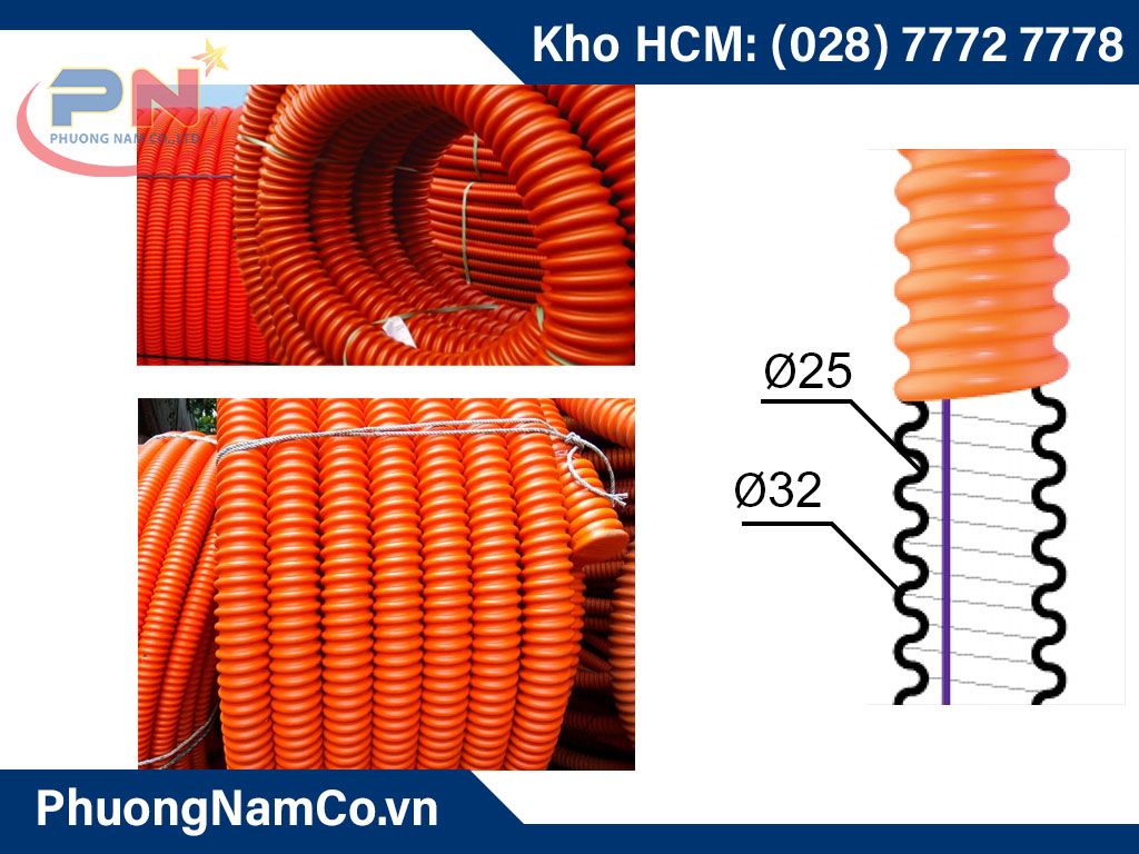 Ống nhựa gân xoắn HDPE 32/25