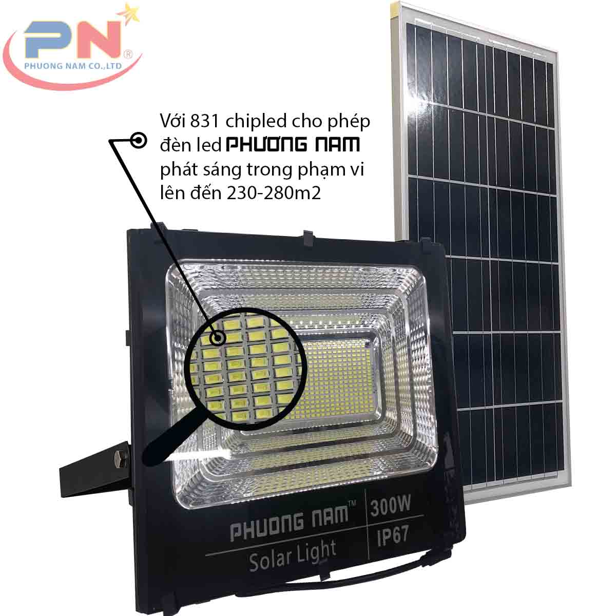 Đèn led pha năng lượng mặt trời 300w chip led smd 5730