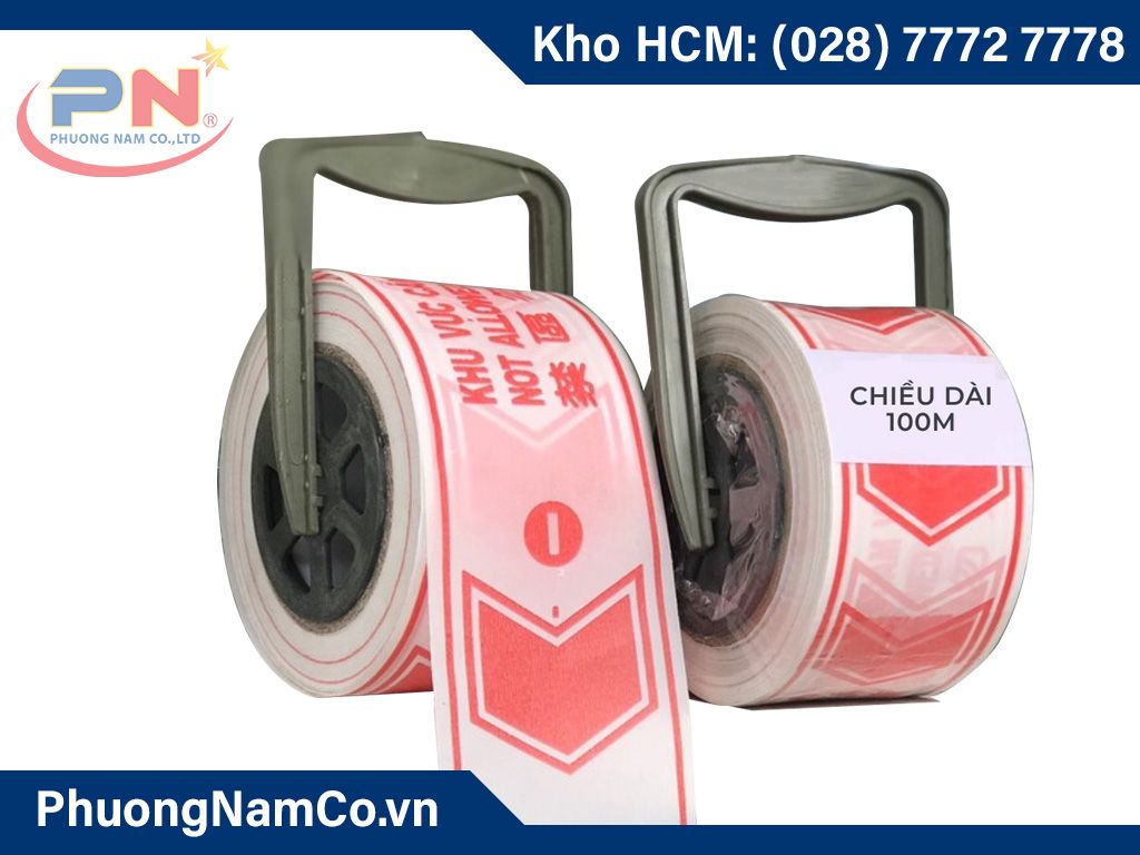 dây cảnh báo trắng đỏ khổ 8cmx100m