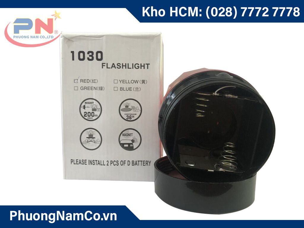 Đèn quay cảnh báo nam châm dùng pin 1030