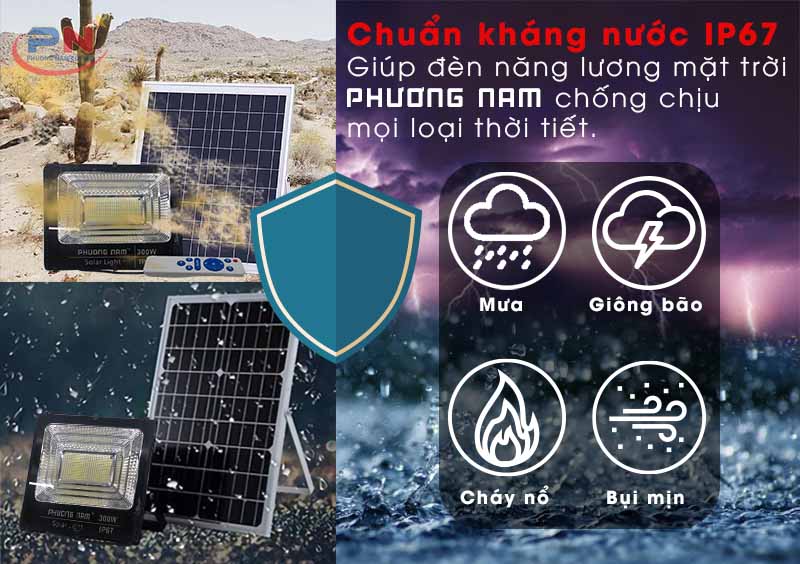 Đèn led pha năng lượng mặt trời 300w kháng nước, chống bụi tốt