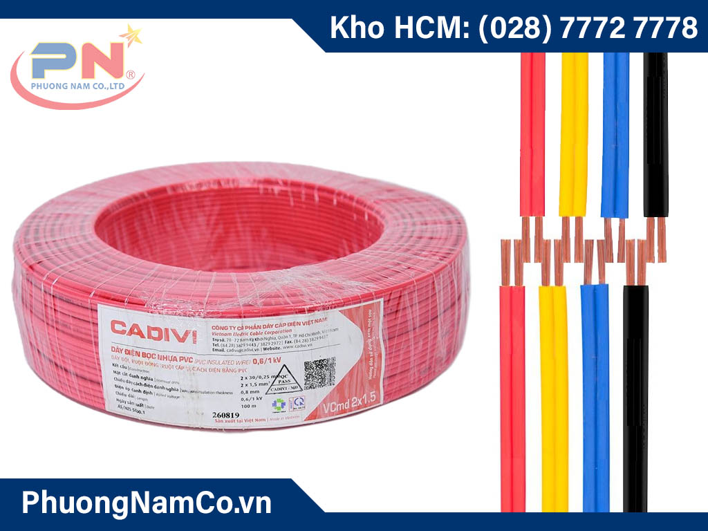 dây điện cadivi 2x1.5mm2 giao hàng nhanh