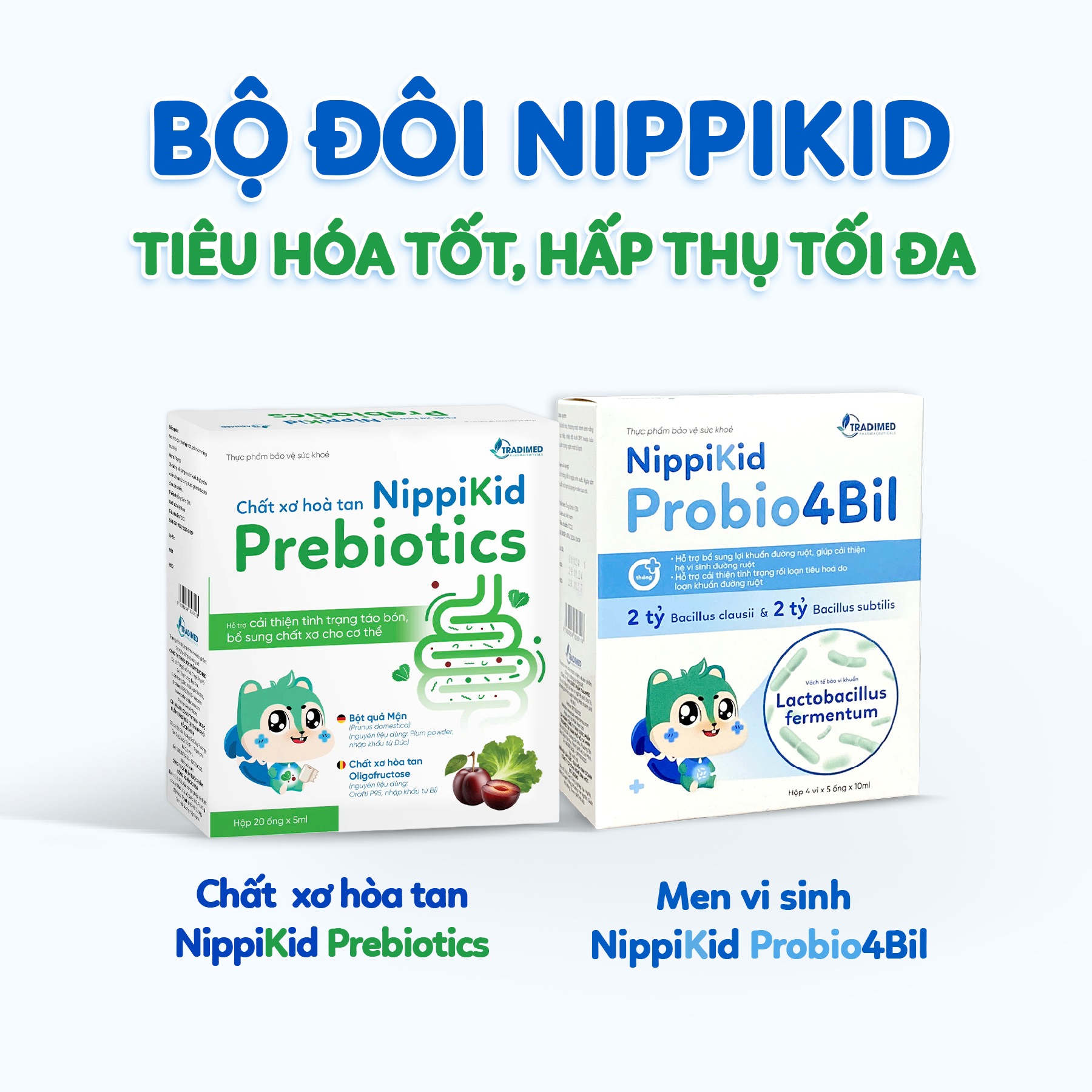 Combo Chất xơ hoà tan NippiKid Prebiotics và Men vi sinh NippiKid Probio4Bil