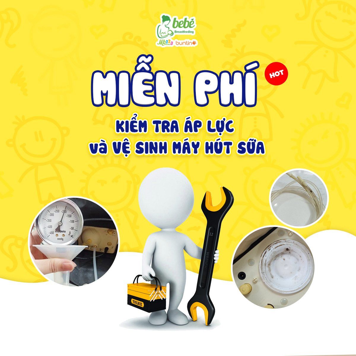 CHƯƠNG TRÌNH ƯU ĐÃI VỆ SINH  VÀ KIỂM TRA ÁP LỰC MÁY HÚT SỮA MIỄN PHÍ