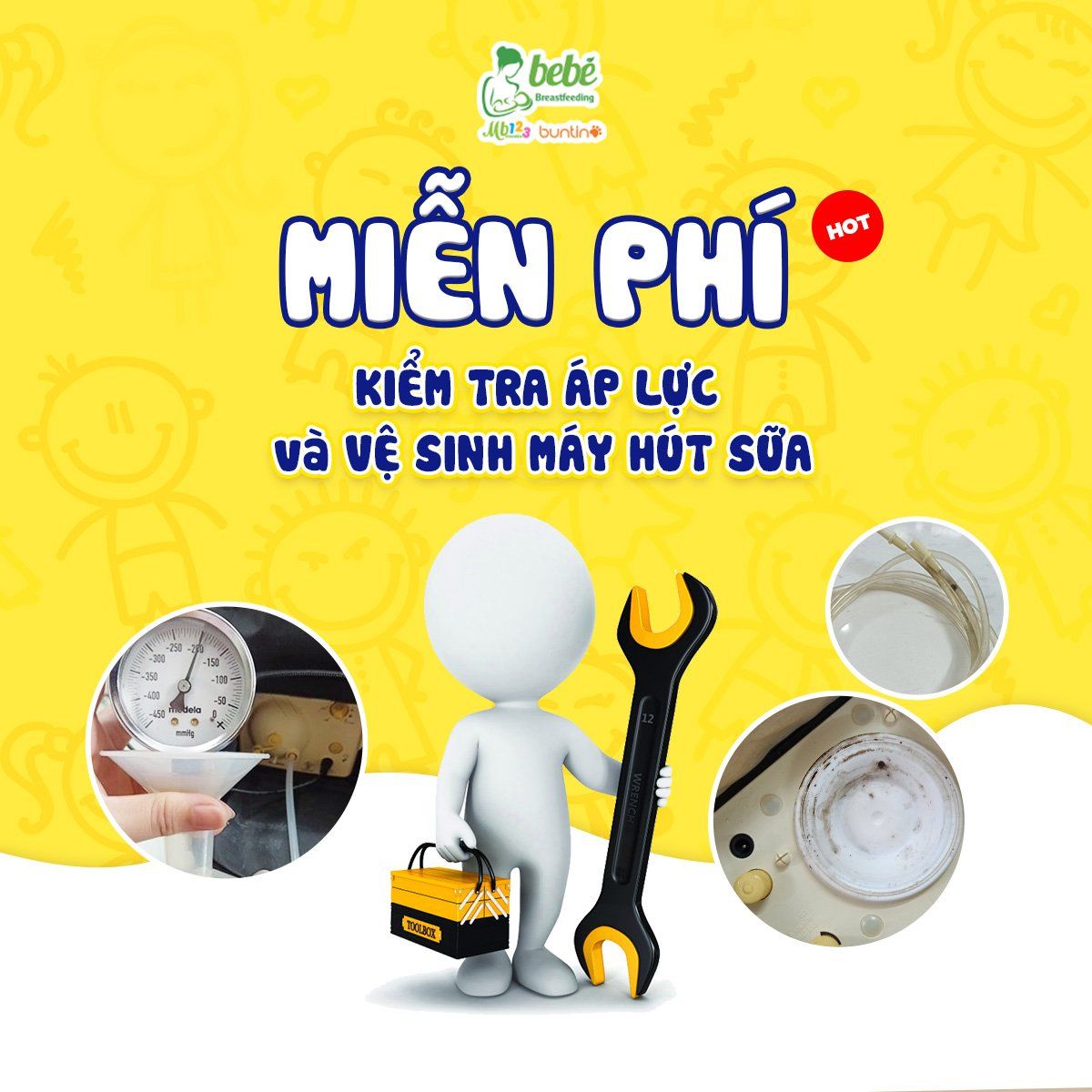 CHƯƠNG TRÌNH ƯU ĐÃI VỆ SINH VÀ KIỂM TRA ÁP LỰC MÁY HÚT SỮA MIỄN PHÍ