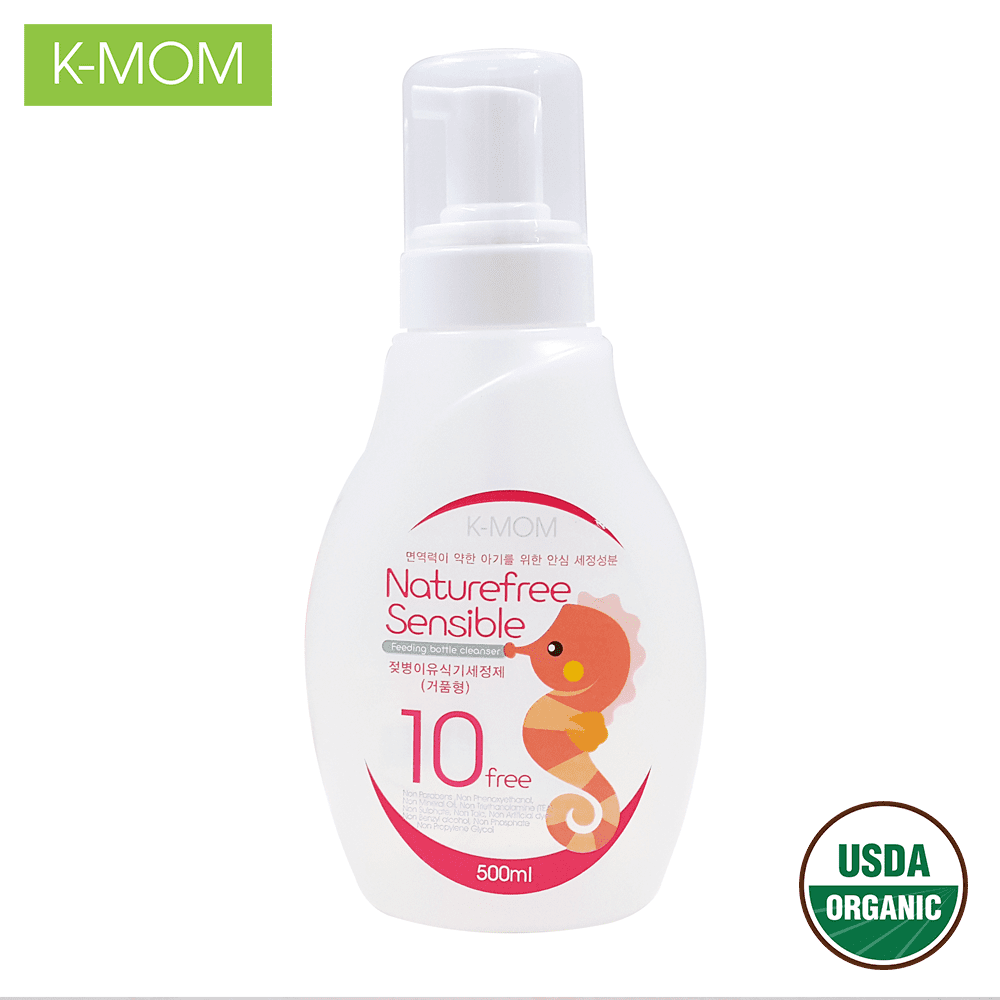 Nước rửa bình&rau quả hữu cơ K-Mom HQ dạng chai tạo bọt (500ml)