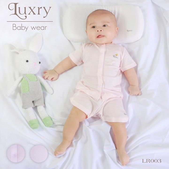 Bộ cộc tay cài thẳng trơn Luxry Size 0-3M (Trắng, vàng, hồng, xanh)