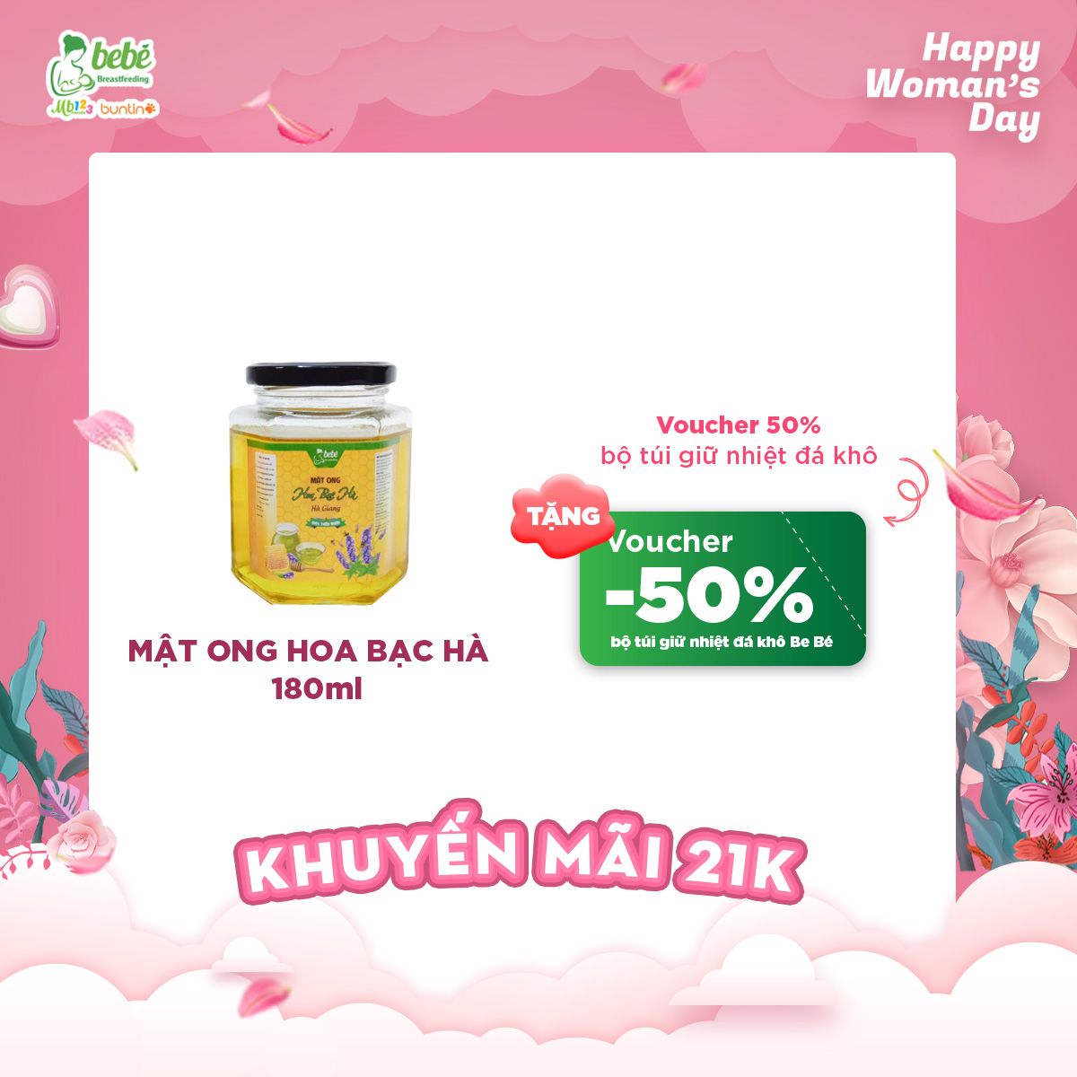 Chai mật ong hoa bạc hà Hà Giang Be Bé 500ml