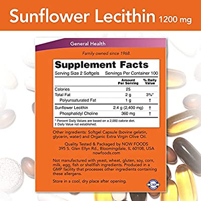 Now Foods Sunflower/Non-GMO Lecithin 200 viên hỗ trợ trị tắc tia sữa