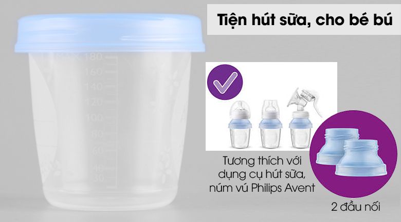 Cốc trữ sữa Avent có nắp 180ml - 1 hộp x10 cốc