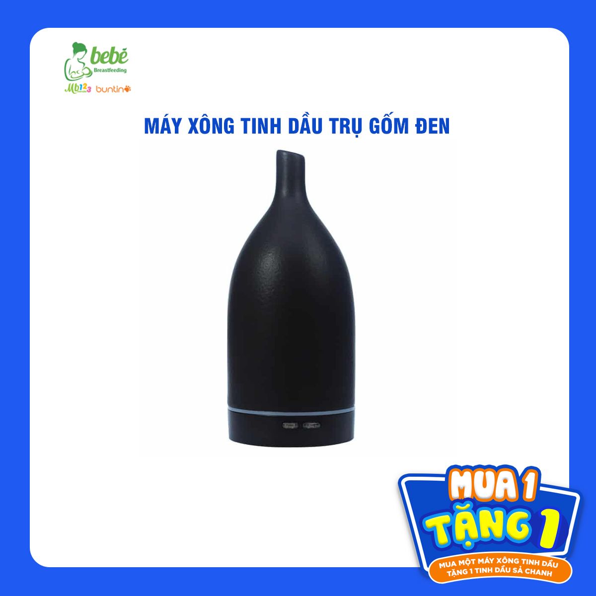 Máy xông tinh dầu trụ gốm đen 100ml