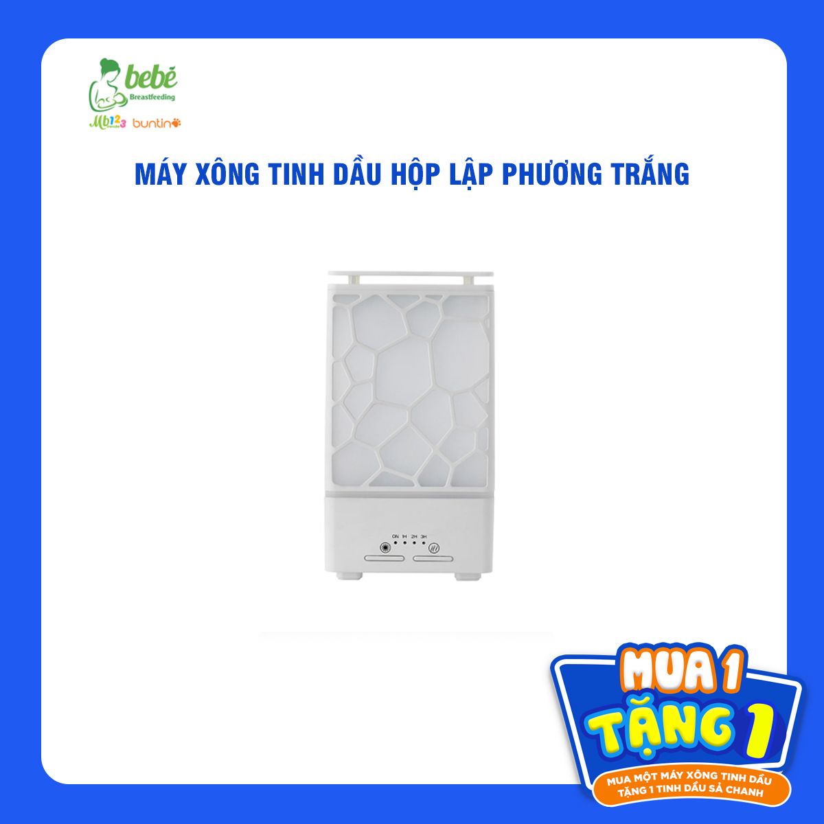 Máy xông tinh dầu hộp lập phương trắng 200ml