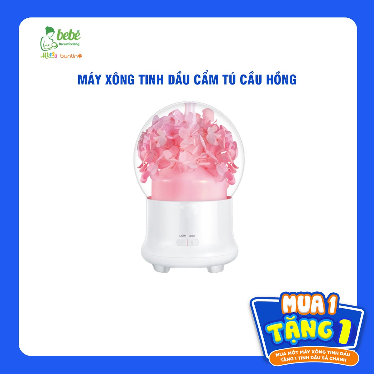 Máy xông tinh dầu Cẩm Tú Cầu Hồng 100ml