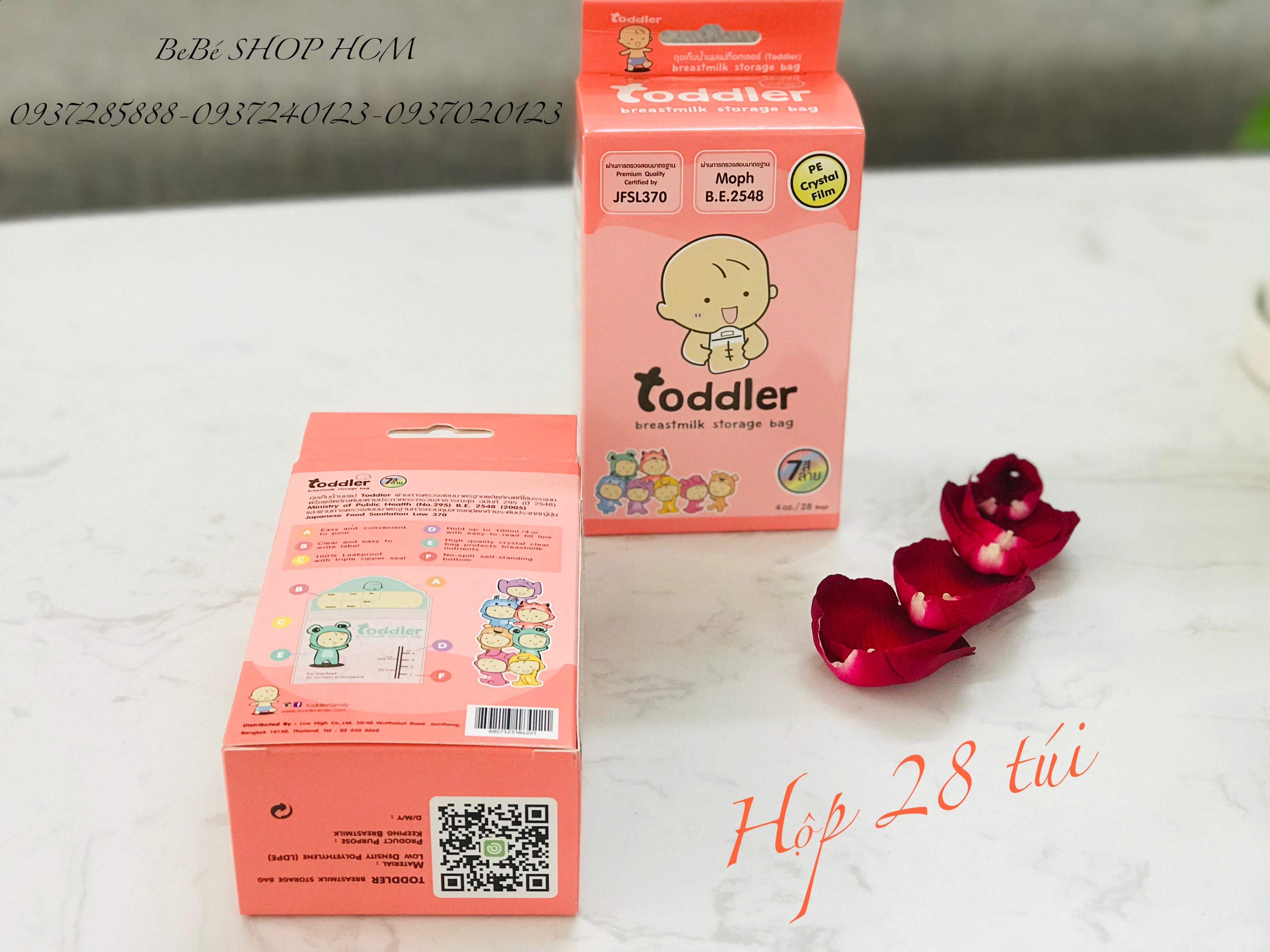 Túi trữ sữa mẹ Toddler 100ml - Hồng 28 túi