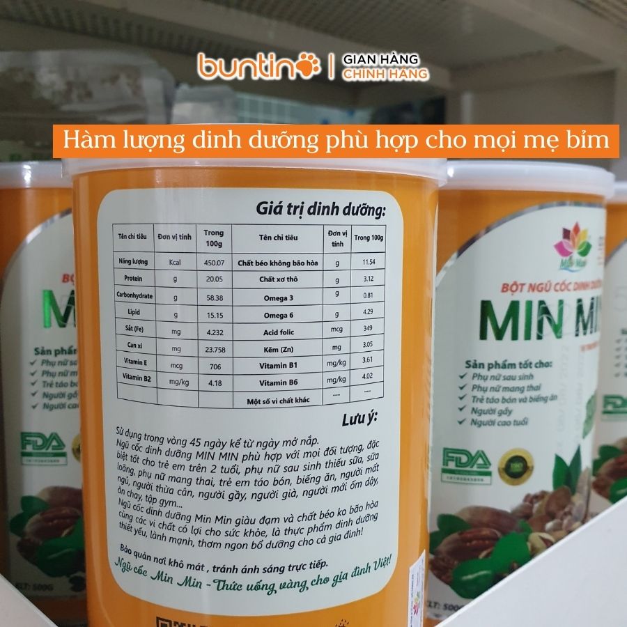 Bột Ngũ Cốc Dinh Dưỡng Min Min Vị Truyền Thống 500g