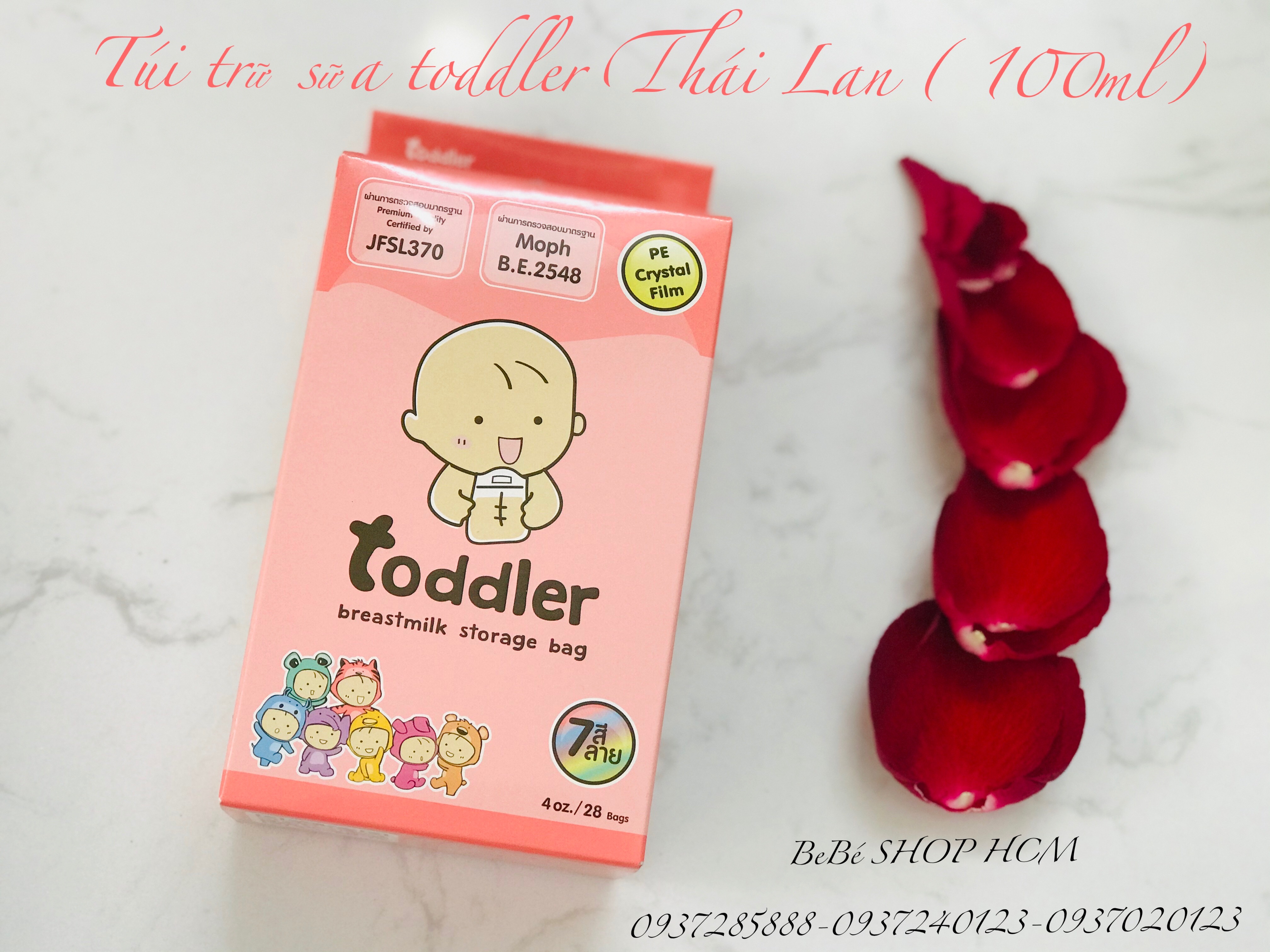 Túi trữ sữa mẹ Toddler 100ml - Hồng 28 túi