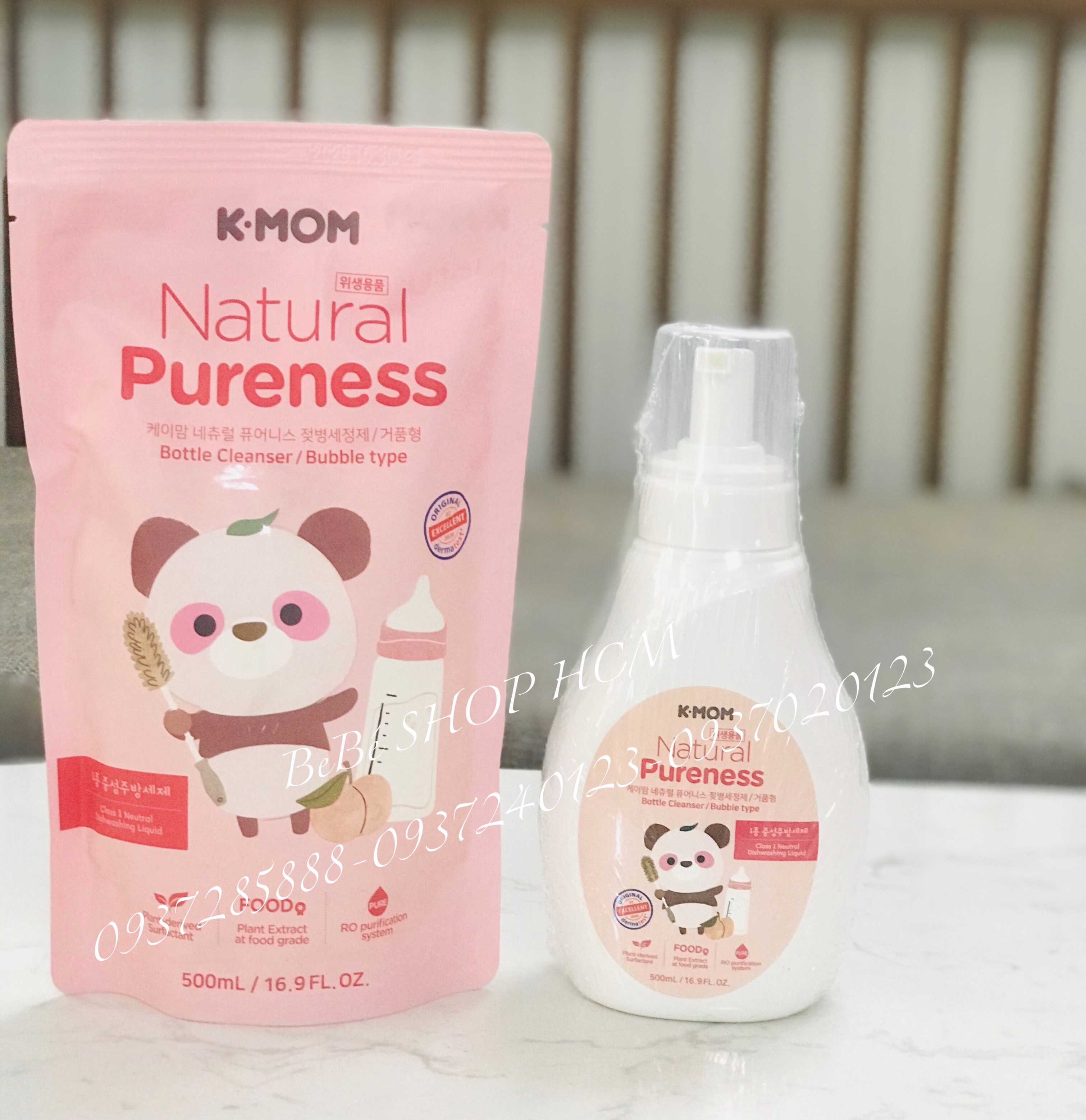 Nước rửa bình& rau quả với chiết xuất thảo mộc hữu cơ K-Mom HQ dạng túi (500ml)