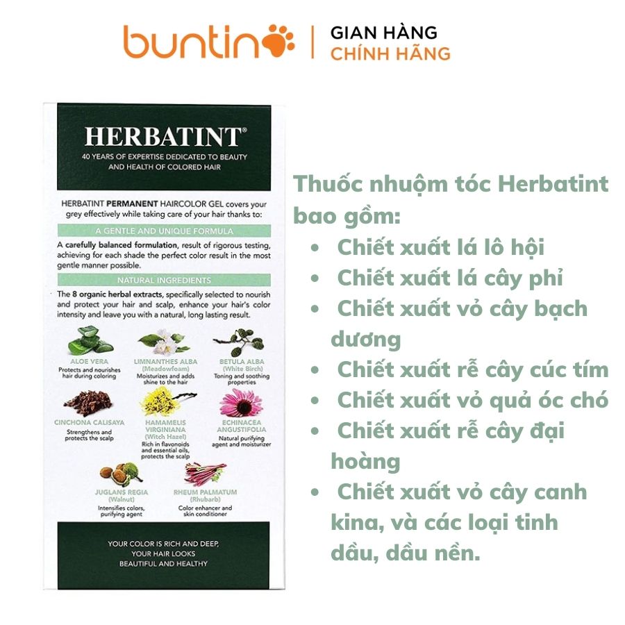 Thuốc nhuộm tóc thảo dược phủ bạc Herbatint Chestnut 150ml (loại 3N)