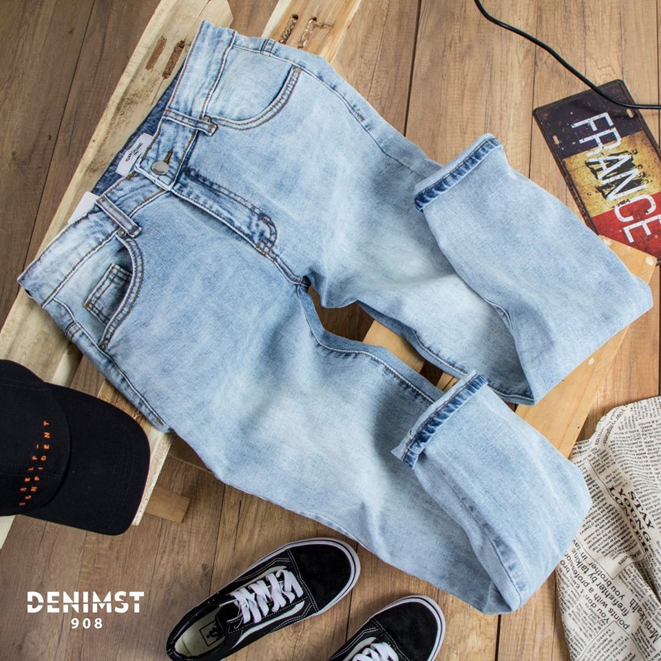 QUẦN JEANS NAM XANH NHẠT