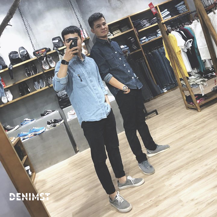 áo sơ mi jeans nam bụi bặm hà nội