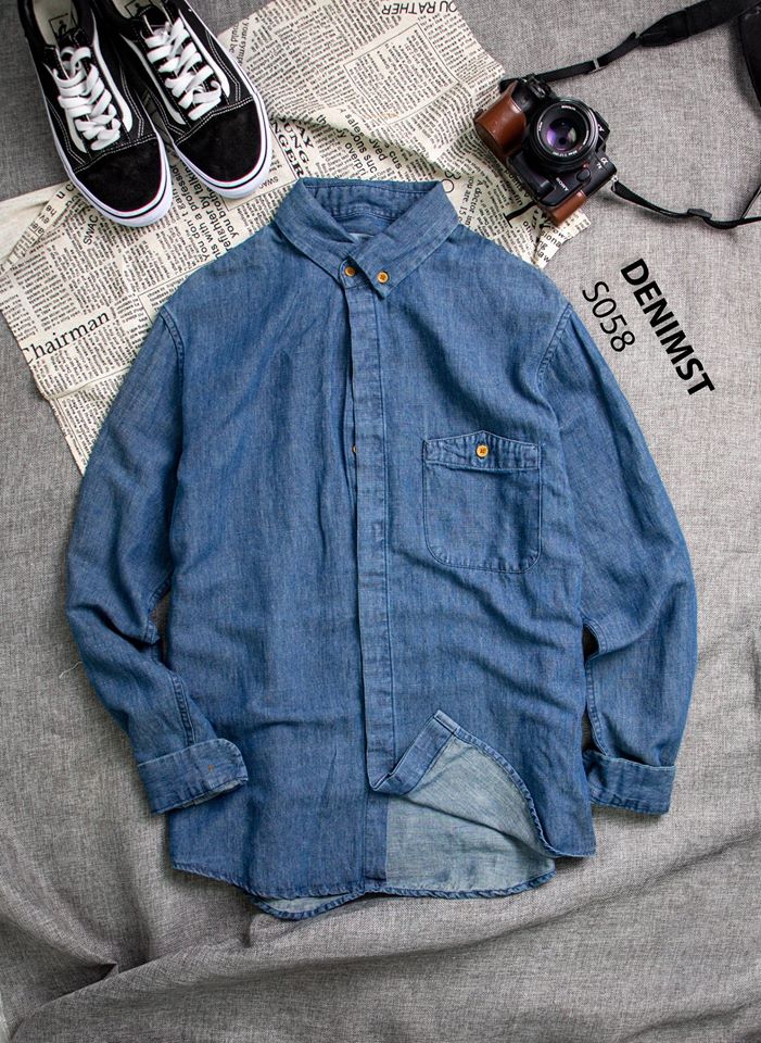 Áo sơ mi denim form suông basic