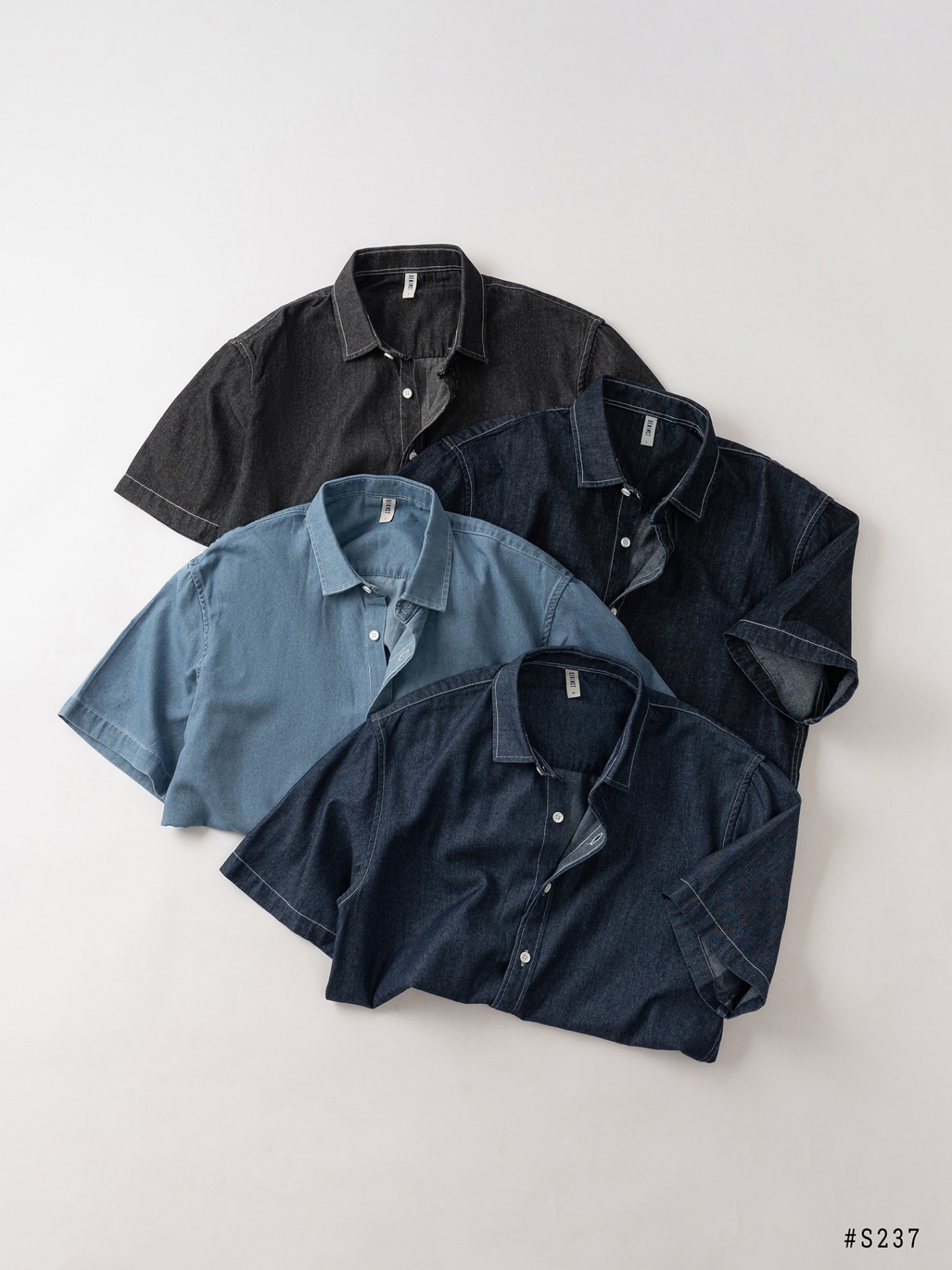 Áo sơ mi cộc denim trơn DNST S237