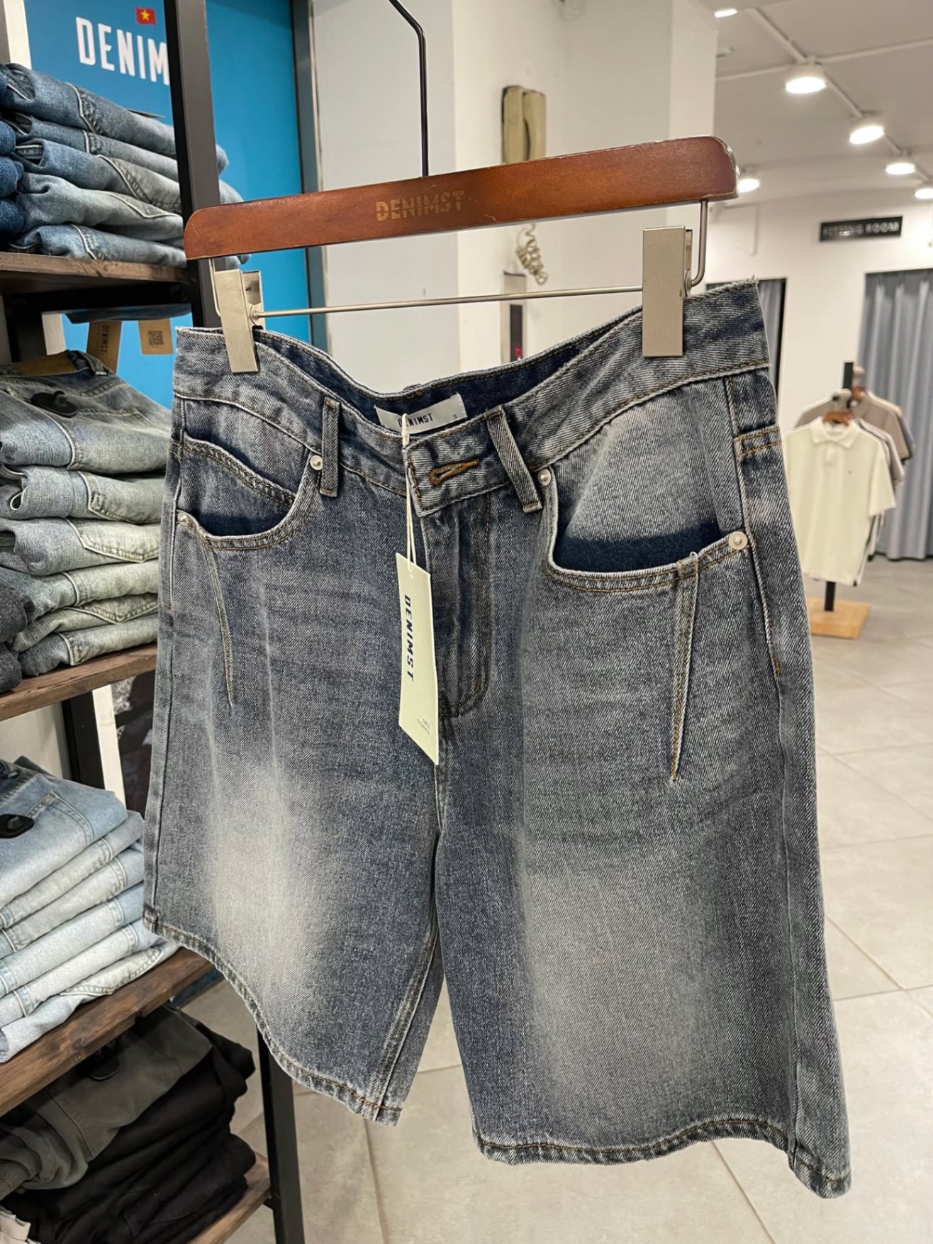 Quần short jean xanh trơn DNST 5791