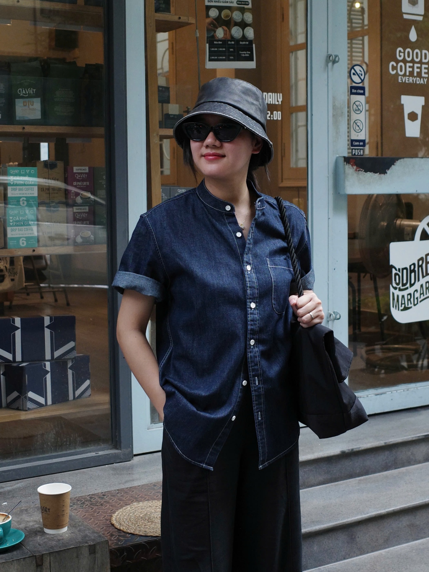 Áo sơ mi cộc trụ denim DNST S229