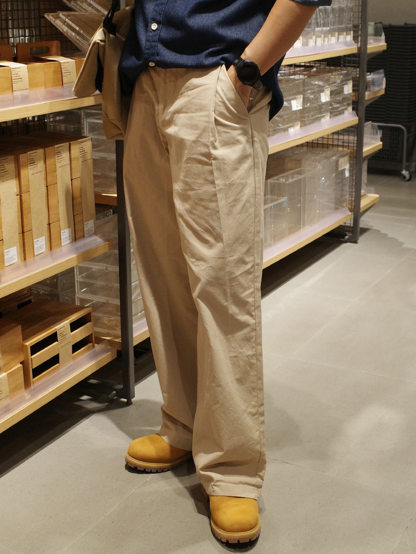 Quần kaki suông đai DNST 6806