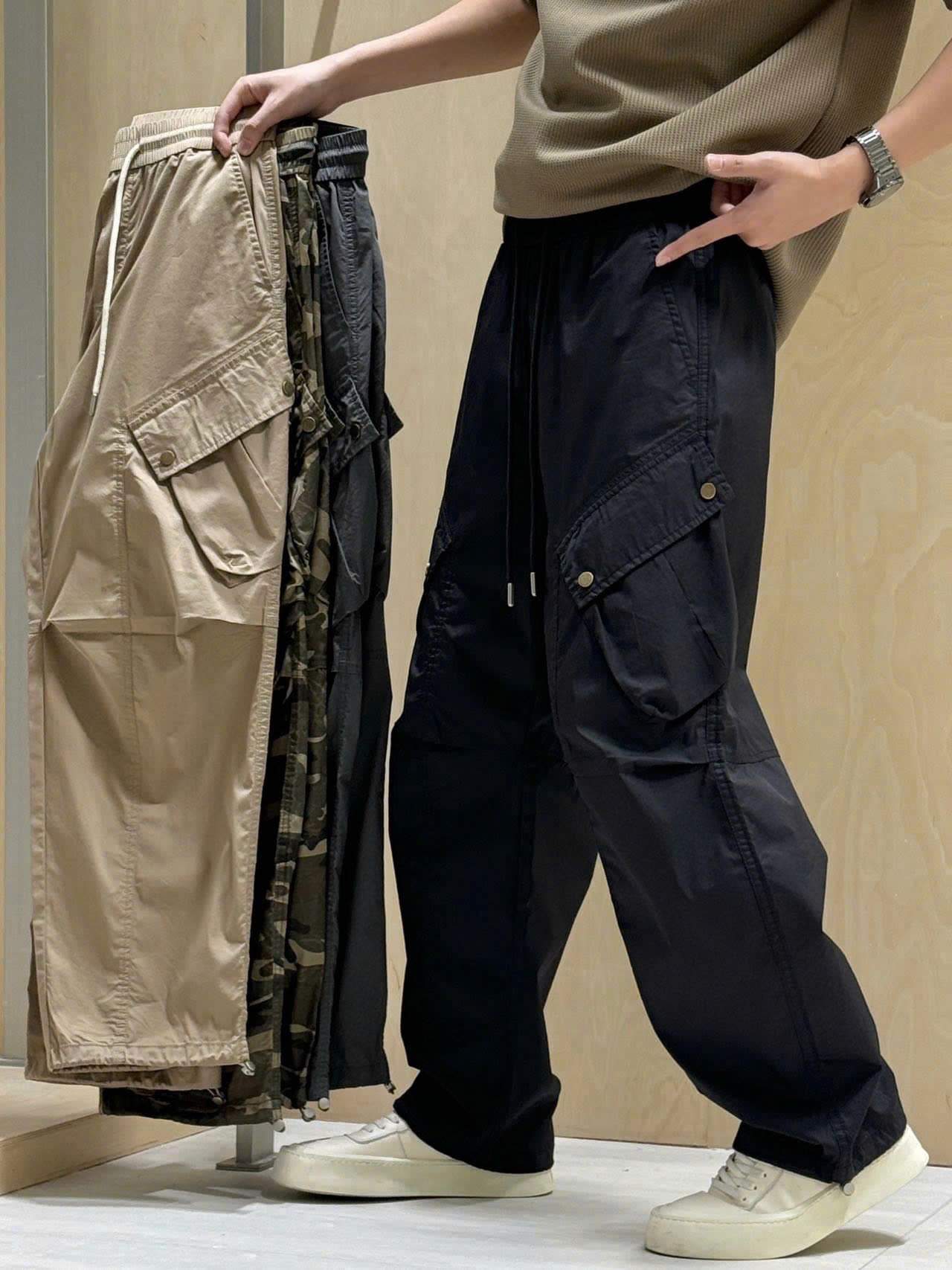 Quần kaki gió suông túi hộp DNST 8329