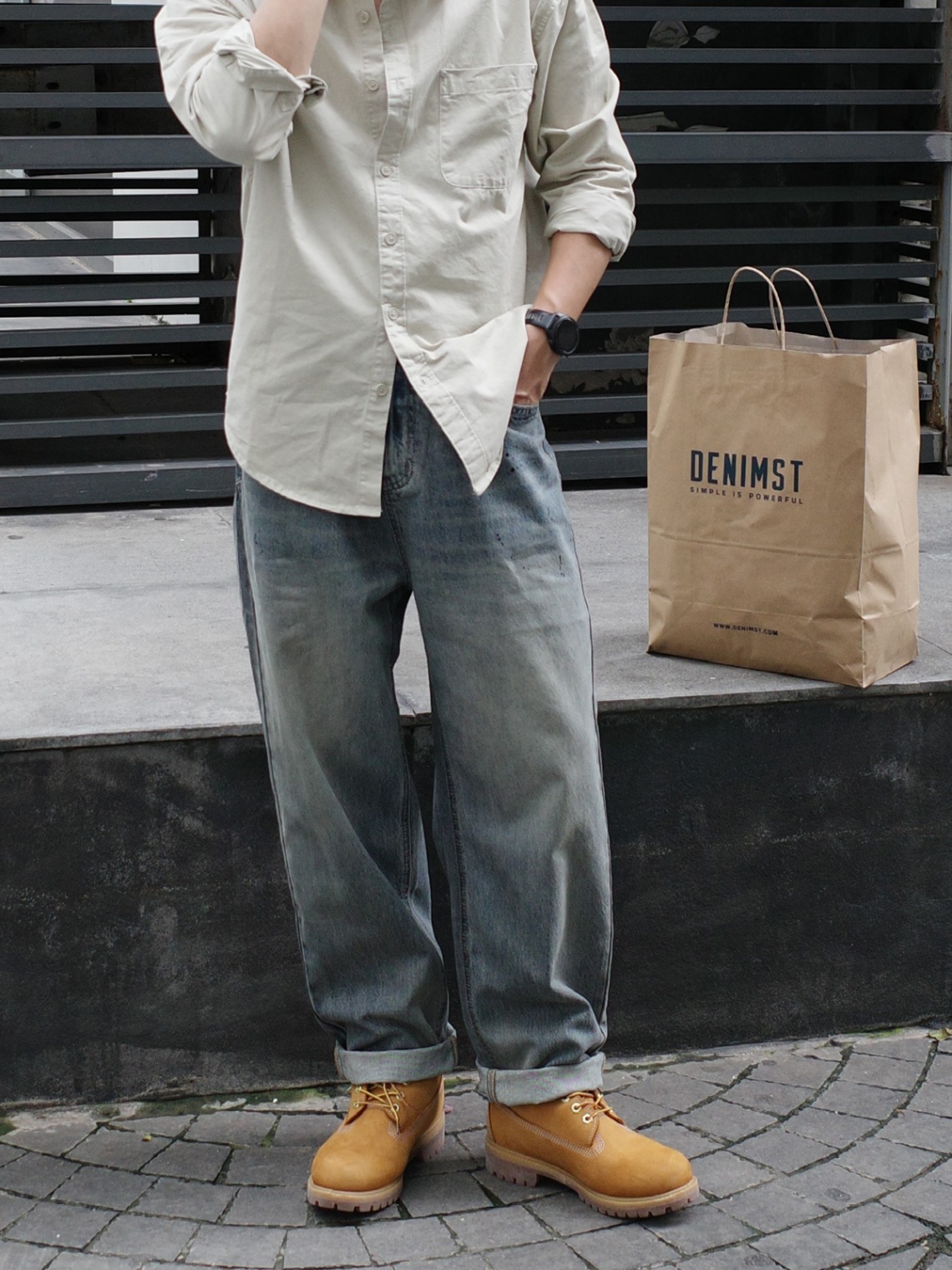 Quần jean xanh baggy vẩy sơn DNST 63226