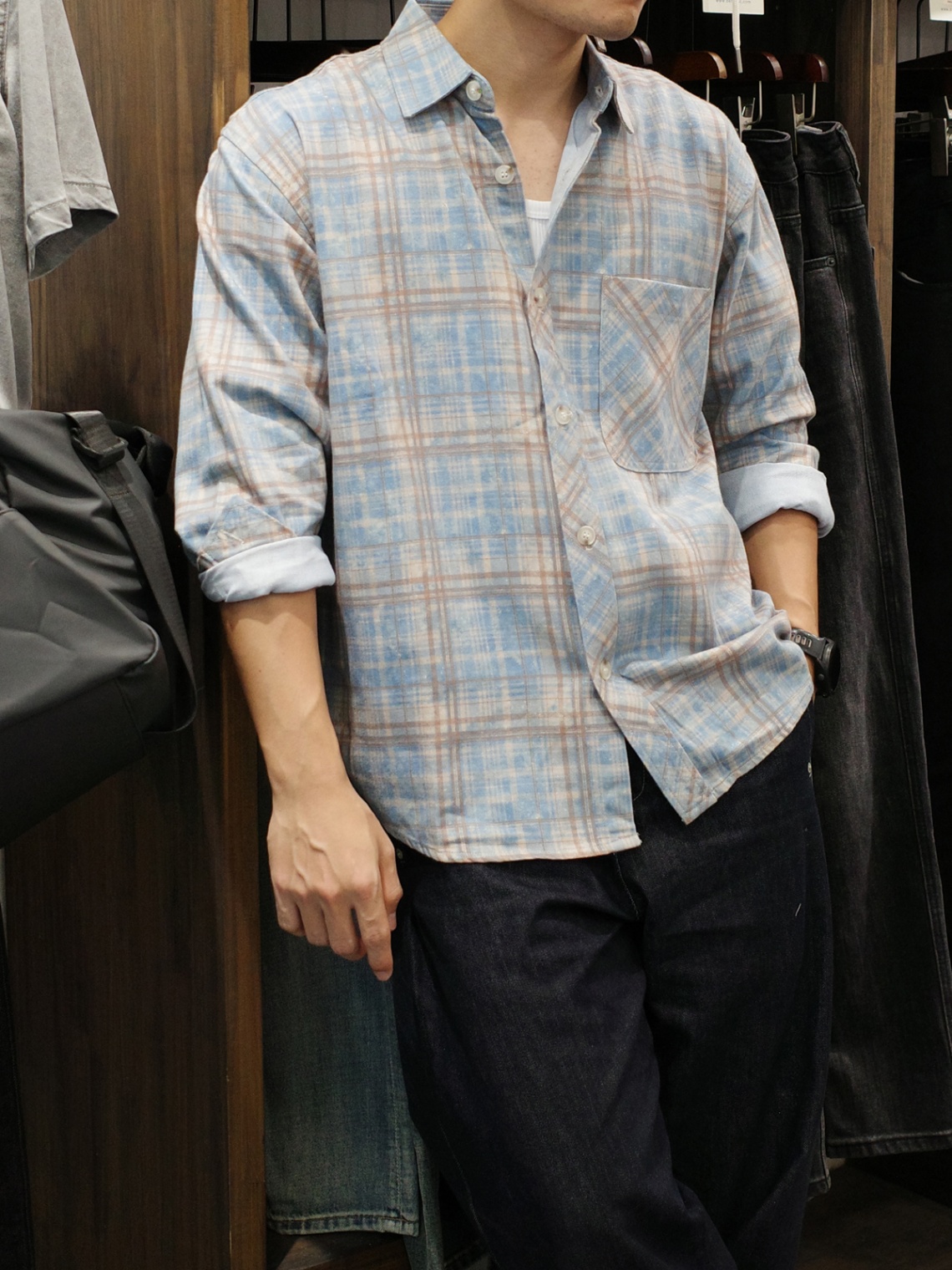 Áo sơ mi kẻ flannel XANH DNST 038