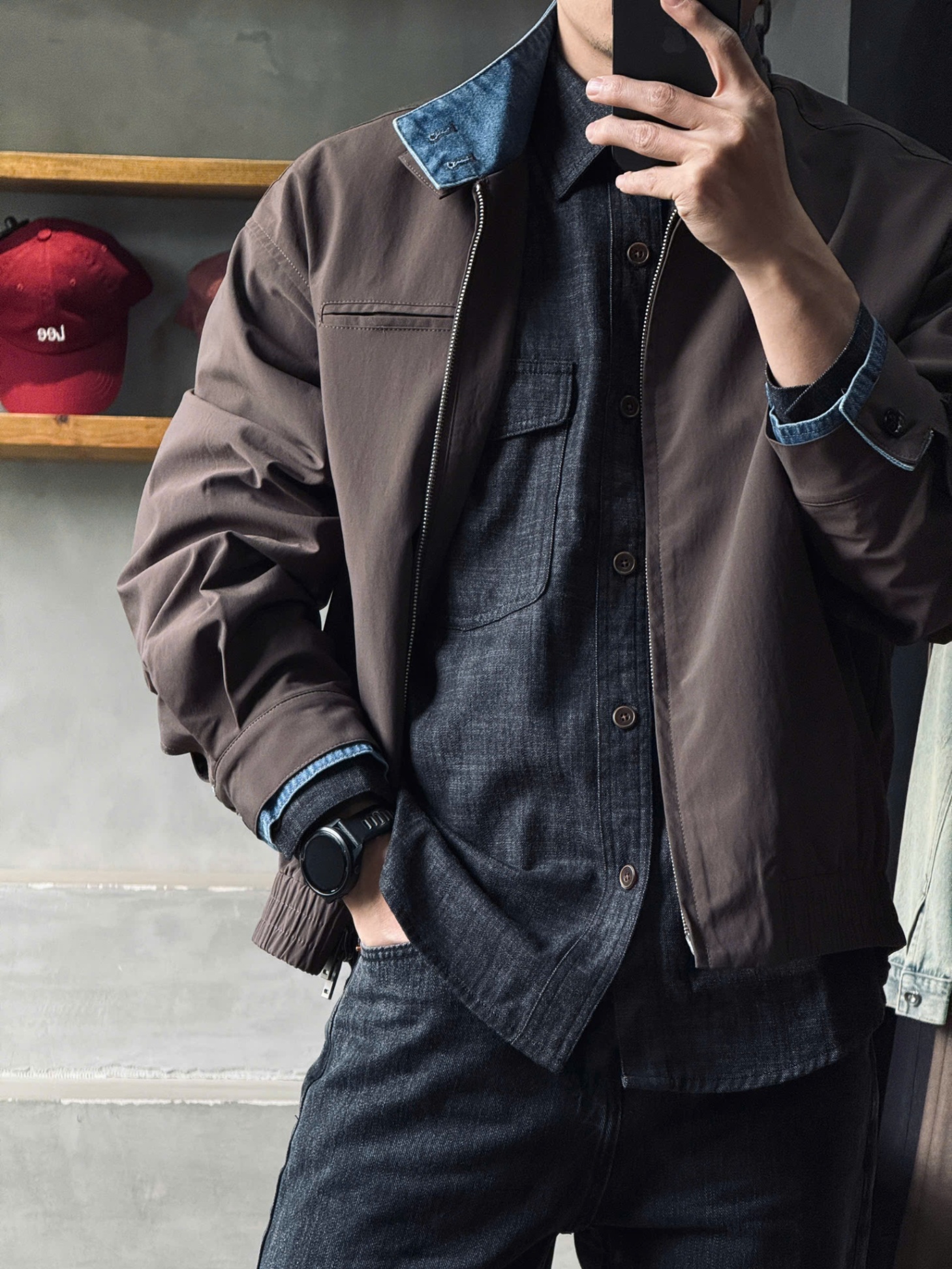 Áo khoác kaki gió mix denim DNST 9538