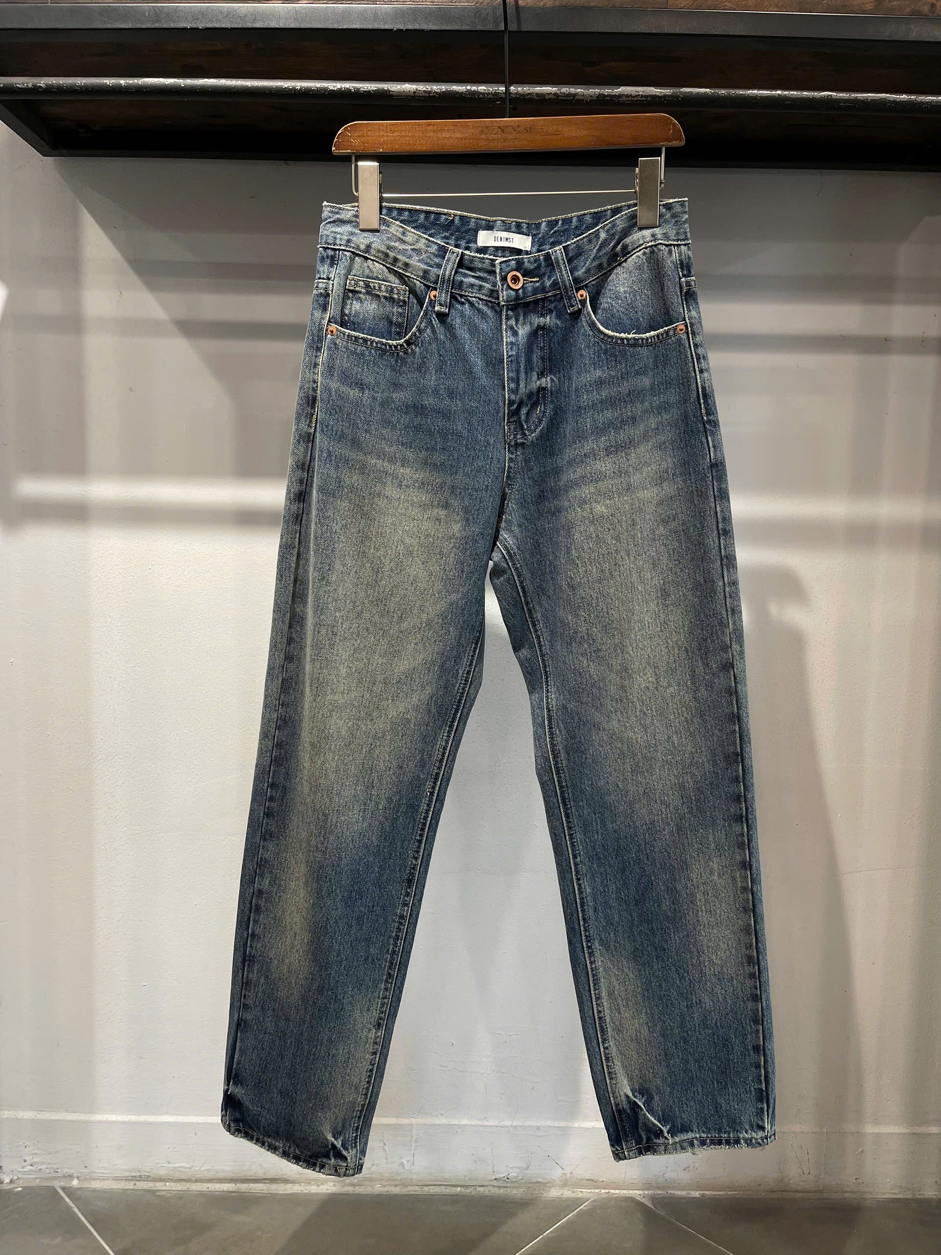 Quần jean baggy rộng xanh trơn DNST 3065