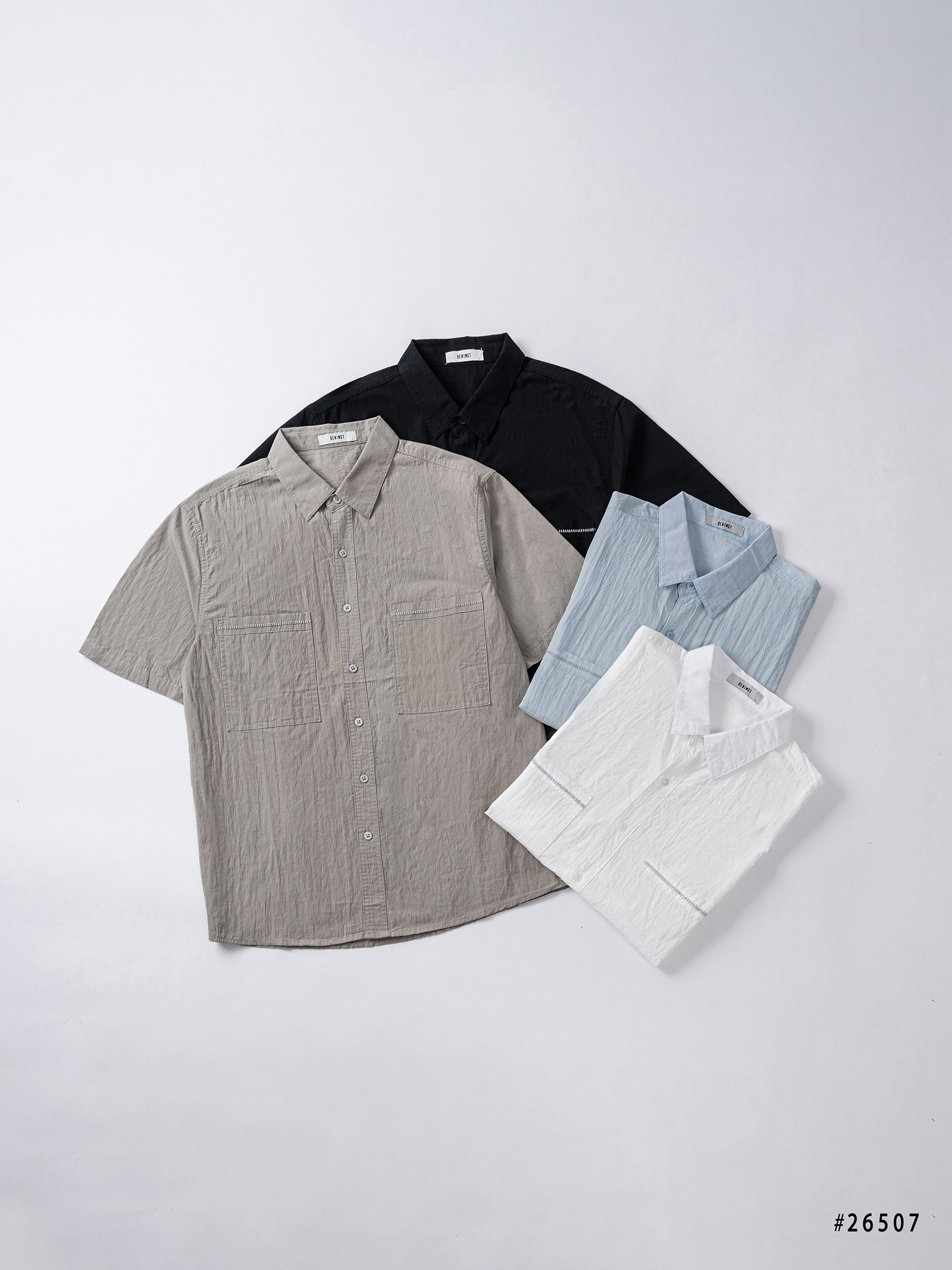 Sơ mi cộc cotton thêu túi DNST 26507