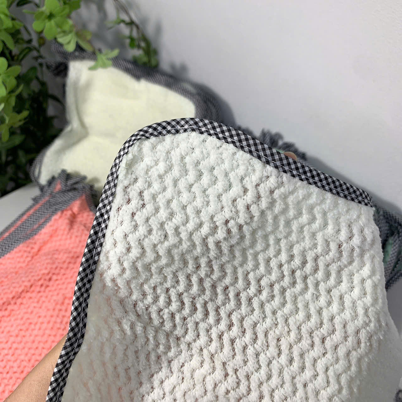 [400] Set 10 Khăn Lau Tay Vải Mềm Viền Caro