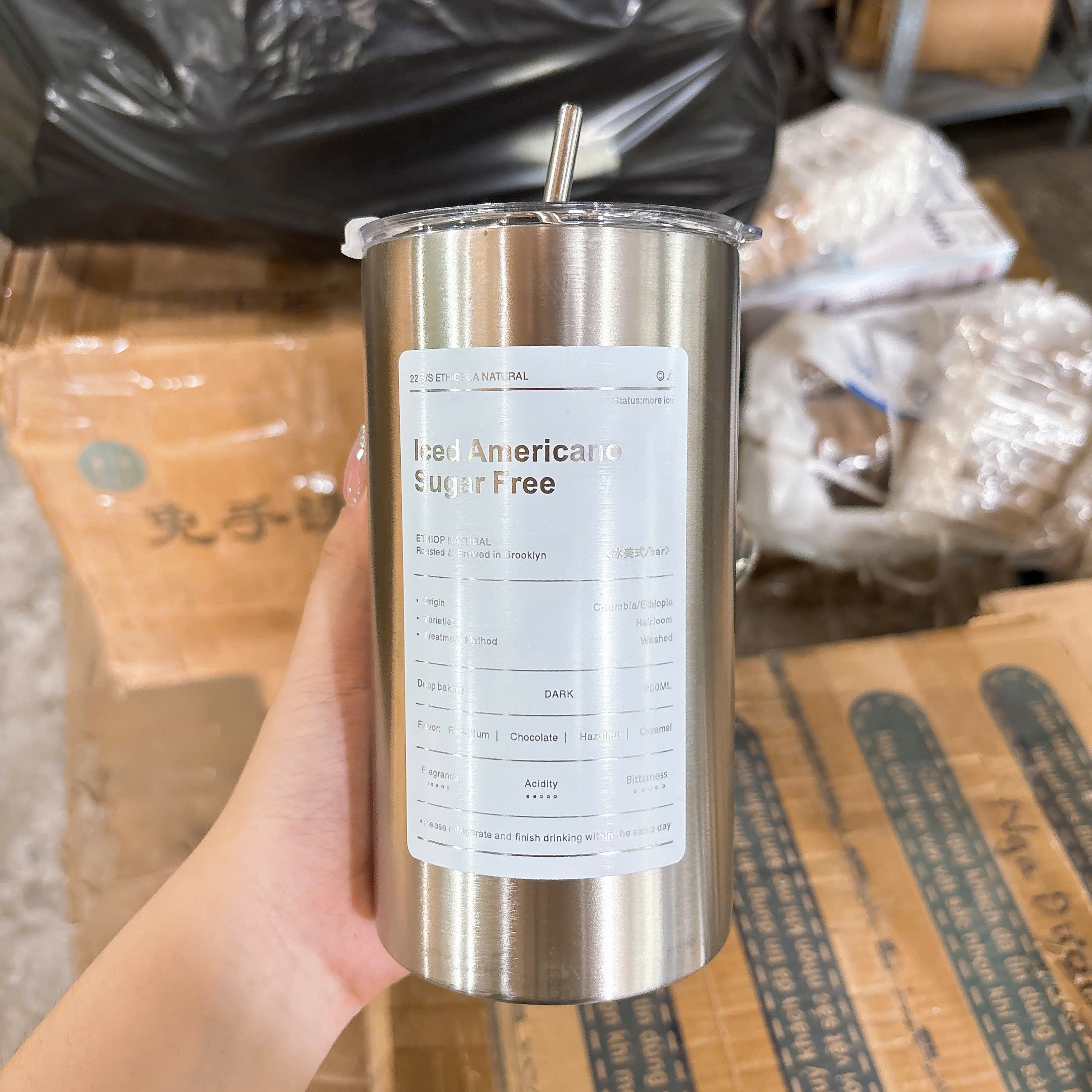 [50] Ly Giữ Nhiệt Inox Hình Trụ 600ml (F1) - Trắng