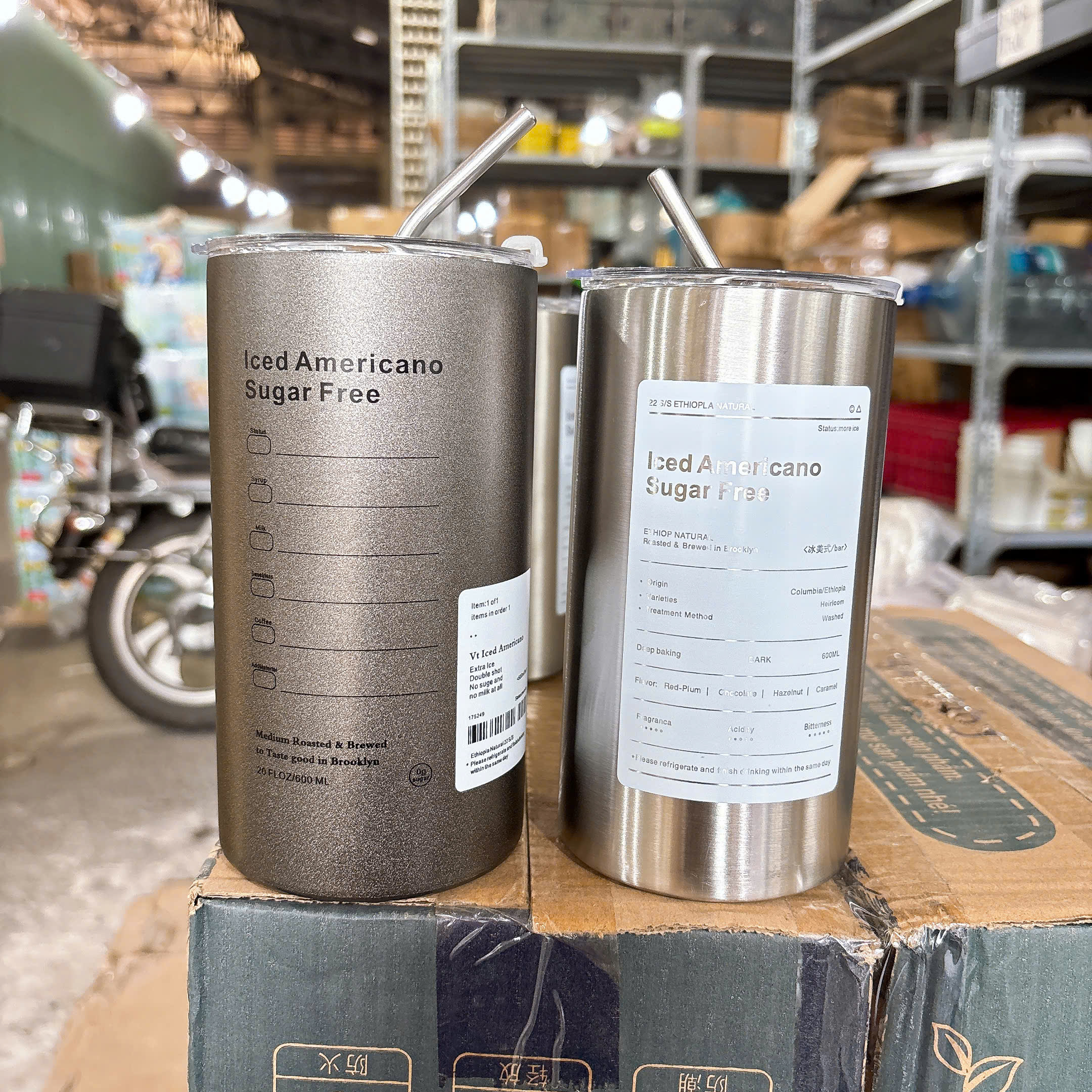 [50] Ly Giữ Nhiệt Inox Hình Trụ 600ml - Xám