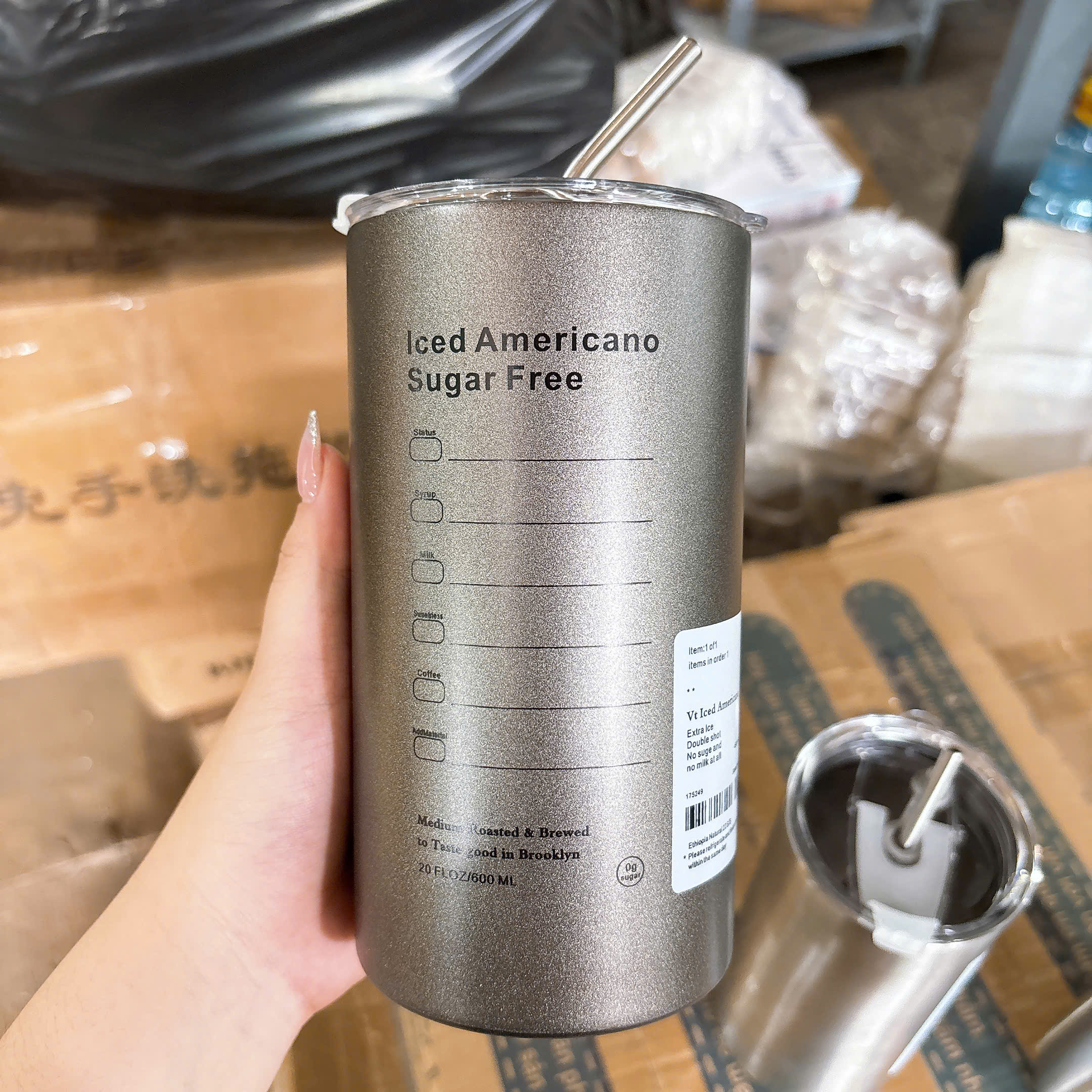 [50] Ly Giữ Nhiệt Inox Hình Trụ 600ml - Xám