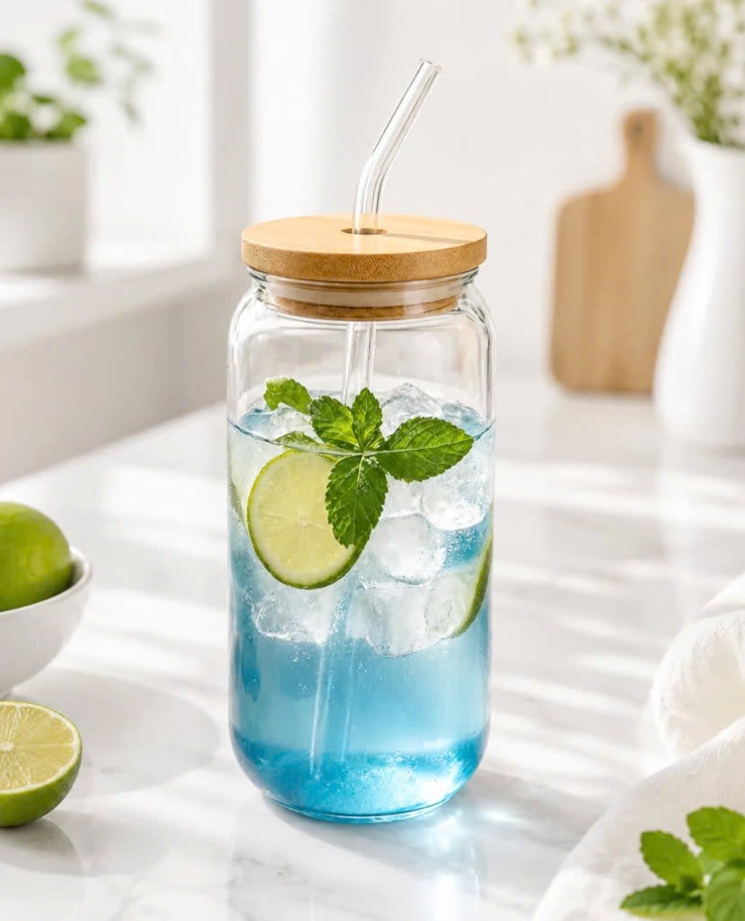 [58] Cốc Thuỷ Tinh Nắp Gỗ 500ml