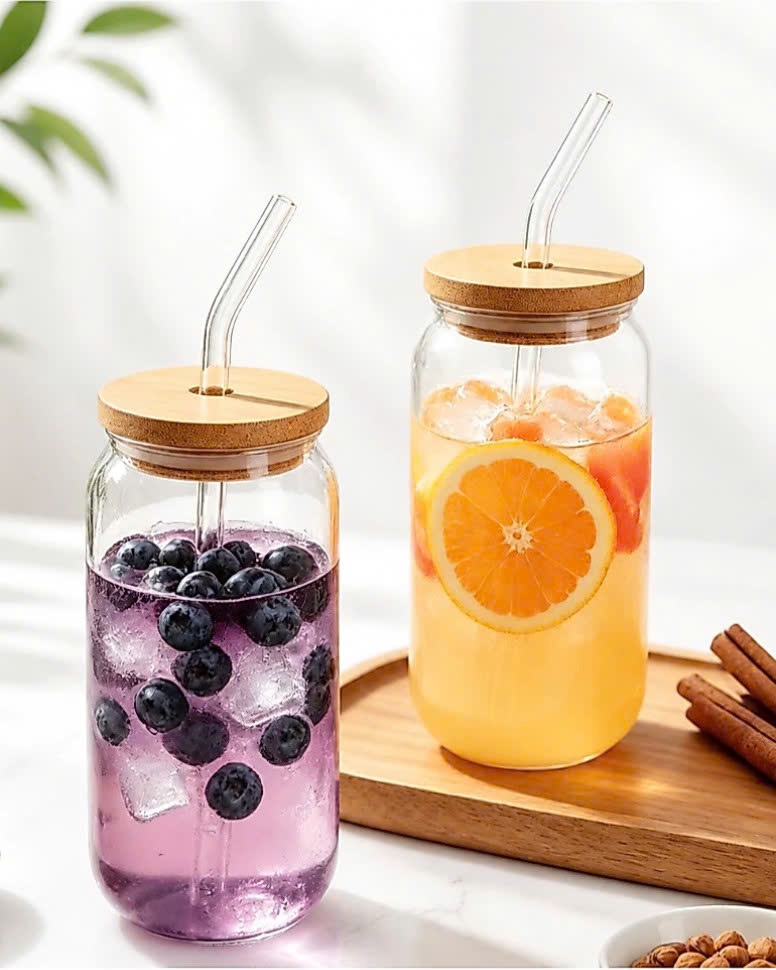 [58] Cốc Thuỷ Tinh Nắp Gỗ 500ml